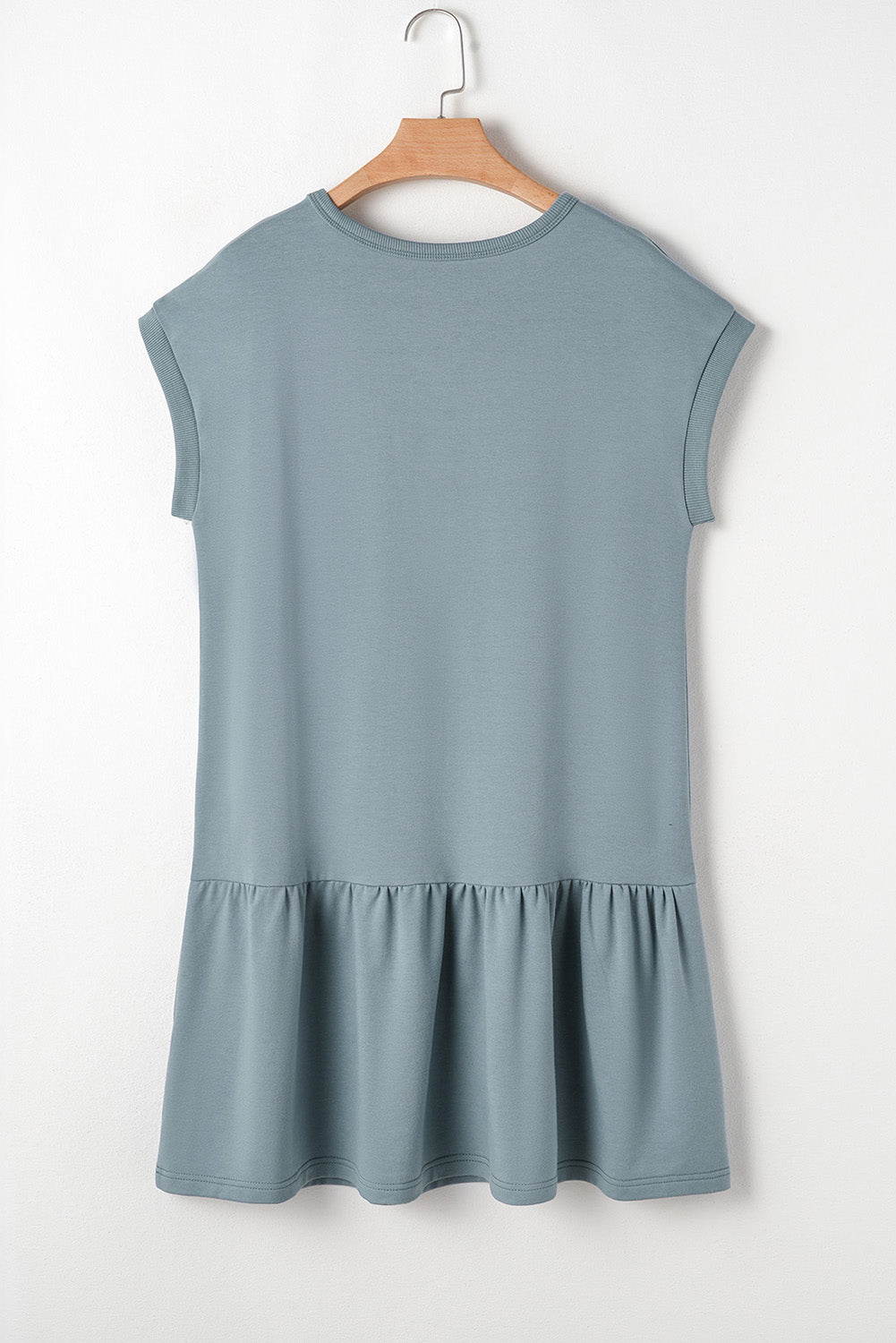 Ashleigh Blue Solid Color Cap Sleeve Drop Waist T Shirt Dress