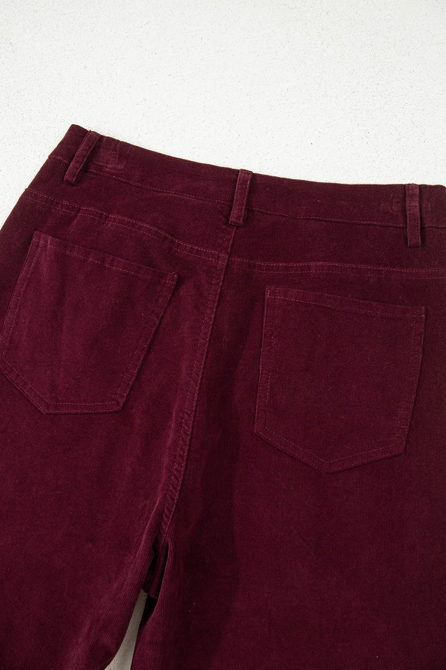 Burgundy Corduroy Solid Color High Waist Wide Leg Pants